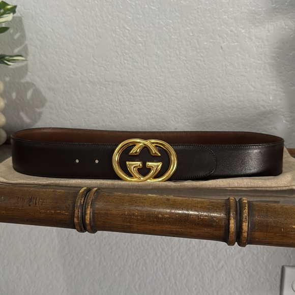 Gucci belt chocolate, brown, vintage interlocking gg g unisex men women 90/36